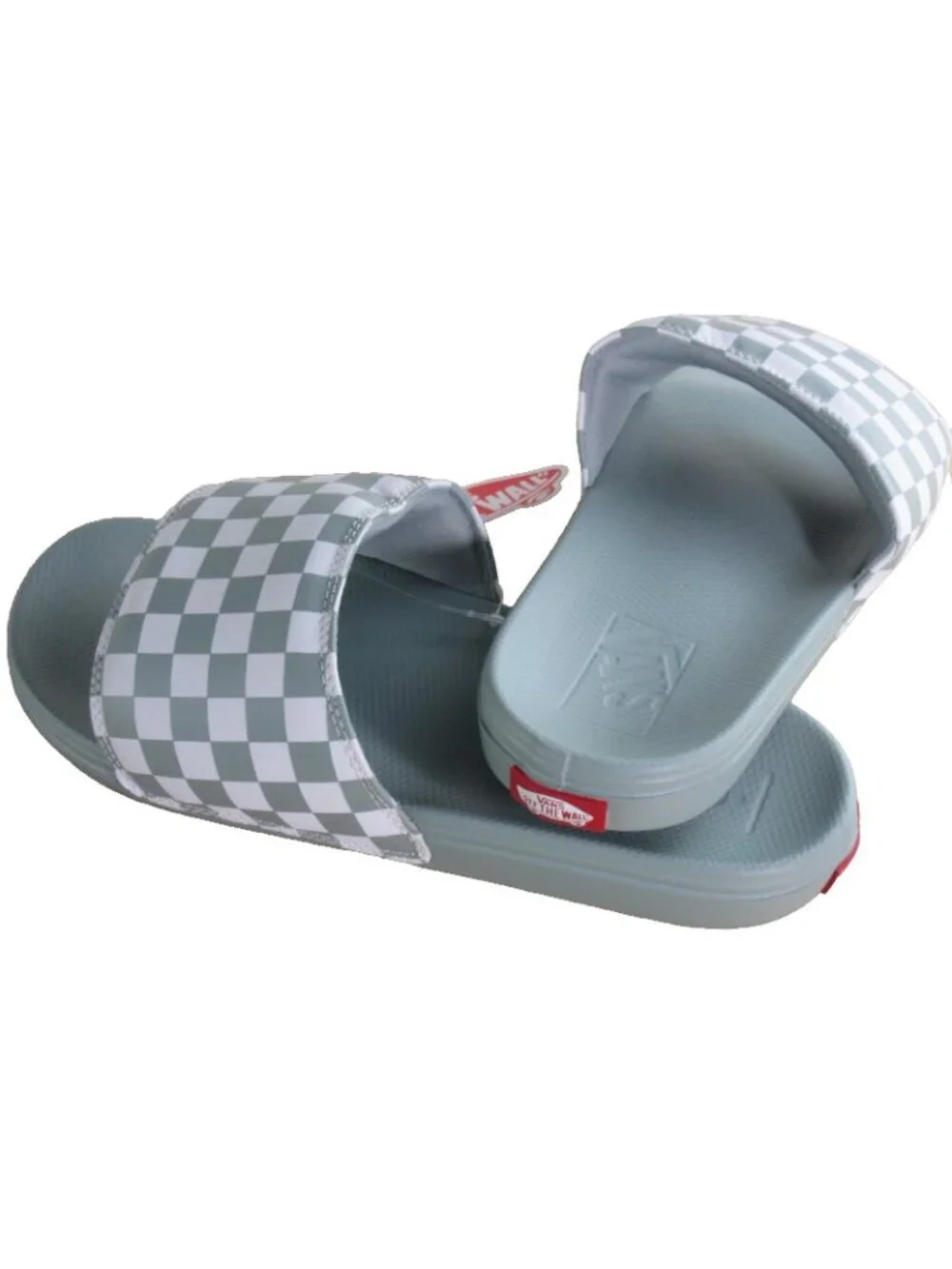 Vans Men's La Costa Checkerboard Off The Wall Slides Light Grey White Sizes NWT